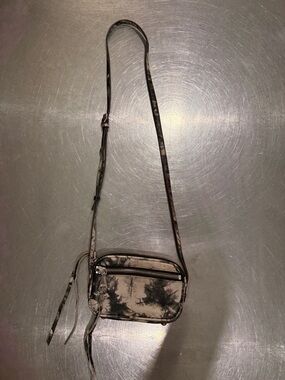 Tie-Dye Leather Crossbody Bag in Black and Cream